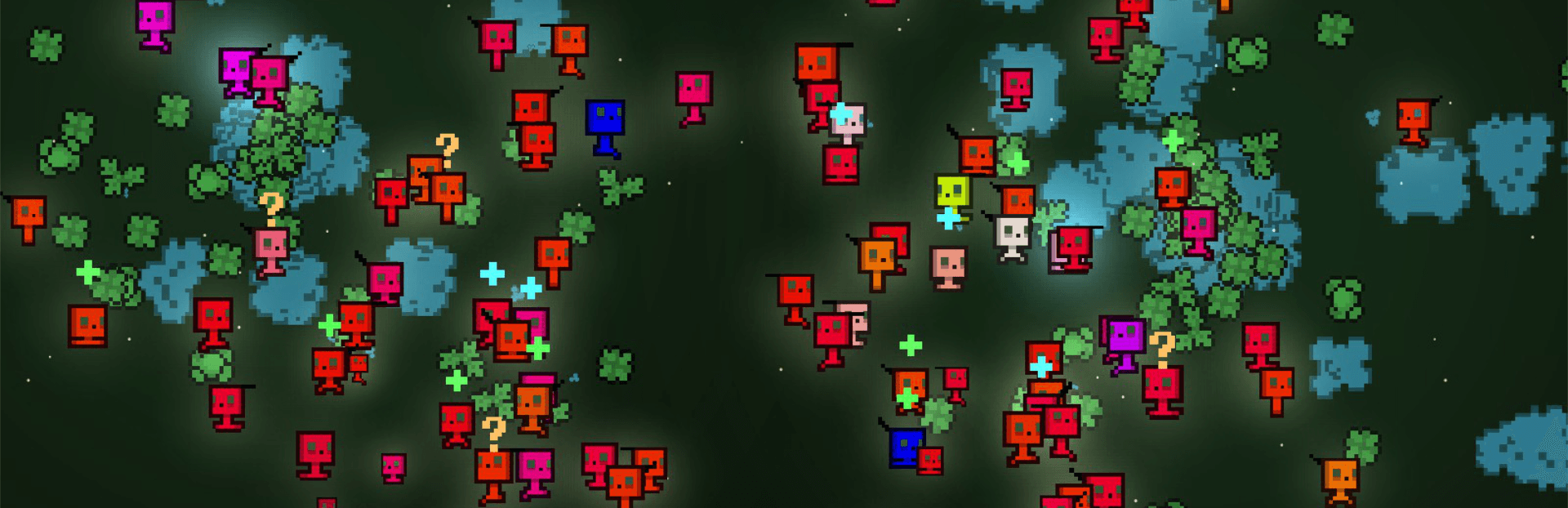 A glimpse inside the Neeblarium — dozens of colorful Neeblies living across the glass